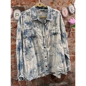 Davi & Dani Womens Tie Dyed Multi Color Peace Symbol Fringe Hem Shirt